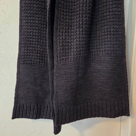 Banana Republic Extra Fine Merino Wool Scarf Dark Gray/Black Knit 74”x12” - Picture 3 of 6